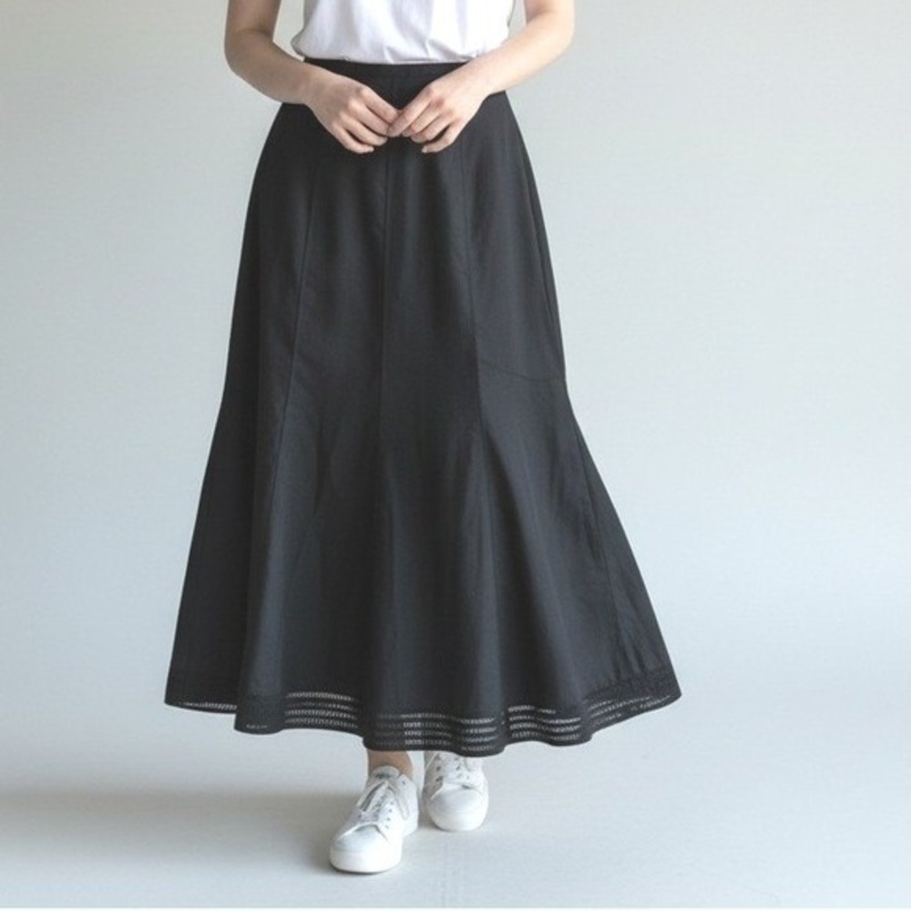 Edward Black Paneled Mermaid Midi Skirt Stitch Hem Detail Lined Sz 12